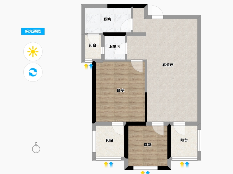 河南省-郑州市-风和朗庭-66.00-户型库-采光通风