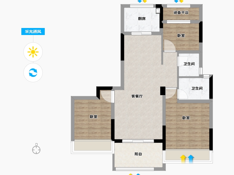 安徽省-宣城市-今创·香悦荣府-78.80-户型库-采光通风