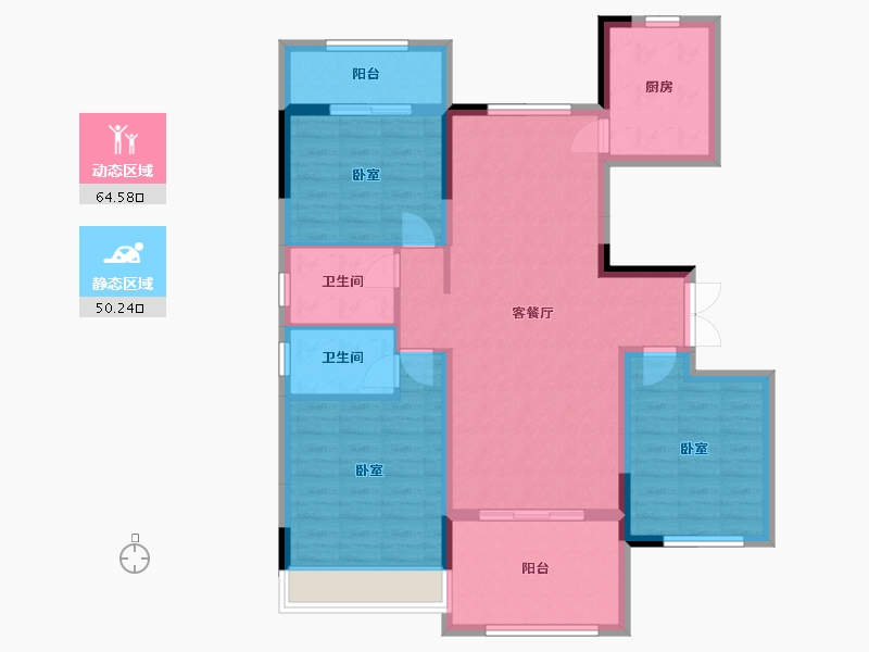 河南省-南阳市-盛世北城-103.00-户型库-动静分区