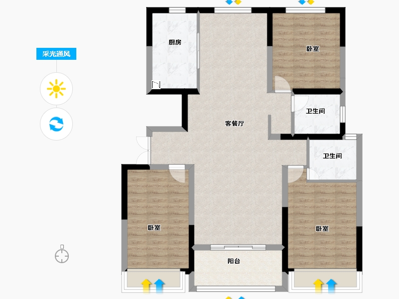 河南省-安阳市-锦瑞一品-104.18-户型库-采光通风