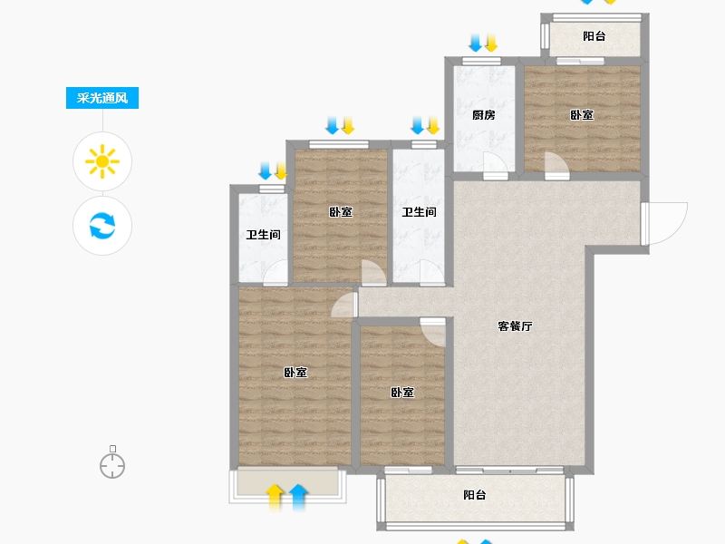 河南省-南阳市-金裕名门-116.90-户型库-采光通风