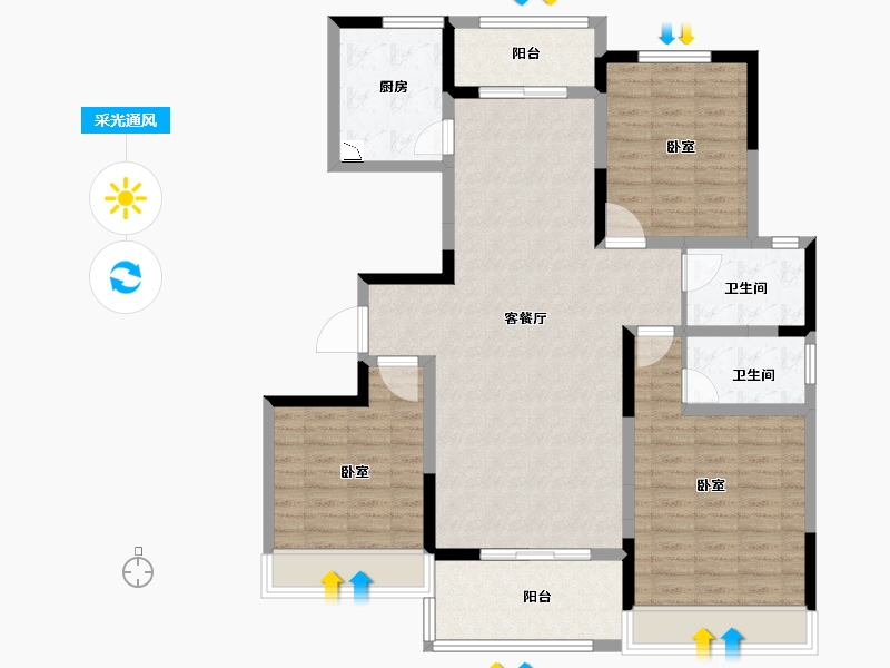 河南省-南阳市-建业幸福里-111.00-户型库-采光通风