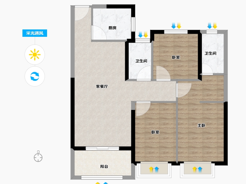 河南省-安阳市-锦瑞一品-90.23-户型库-采光通风