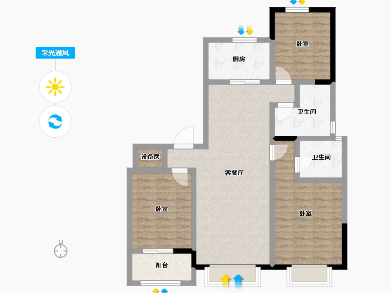 山东省-德州市-锦轩鸿府-91.93-户型库-采光通风