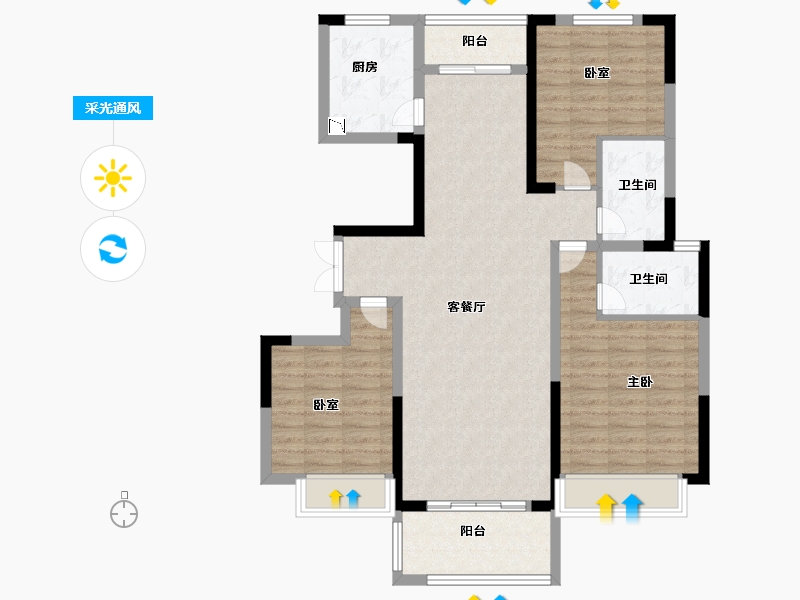 河南省-商丘市-建业·臻悦汇-101.99-户型库-采光通风