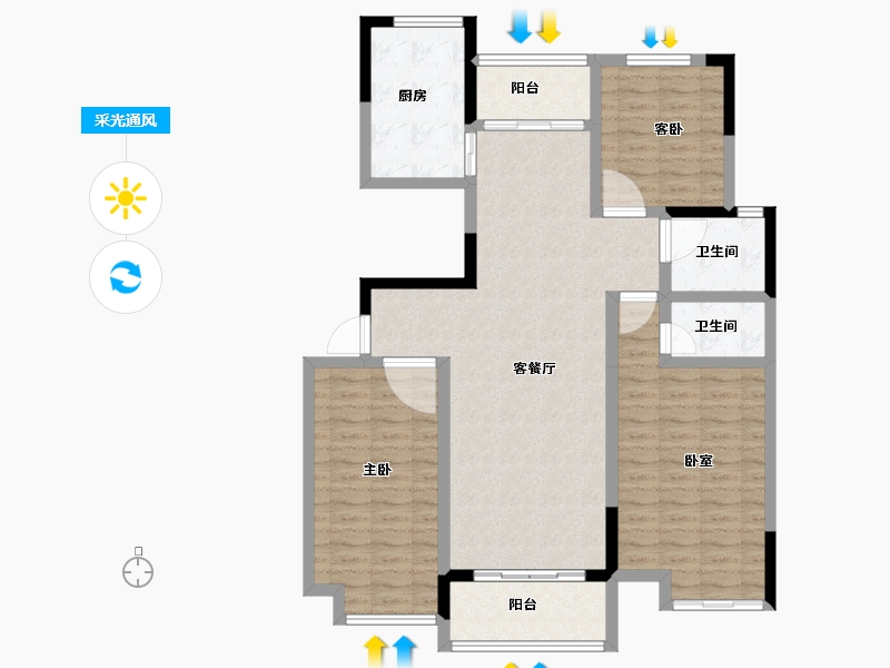 河南省-信阳市-建业春天里-110.66-户型库-采光通风