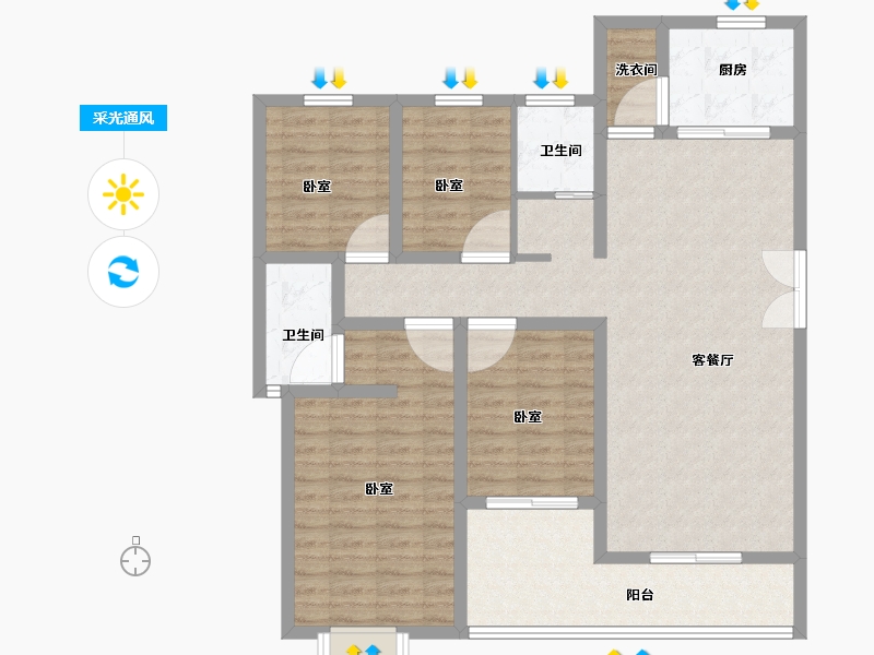 河南省-信阳市-家和美林湖-109.00-户型库-采光通风