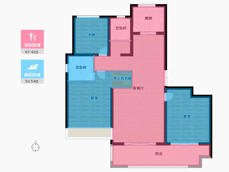 河南省-南阳市-邓州至尊府-105.83-户型库-动静分区