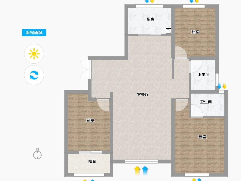 河南省-安阳市-合泰御园-105.01-户型库-采光通风