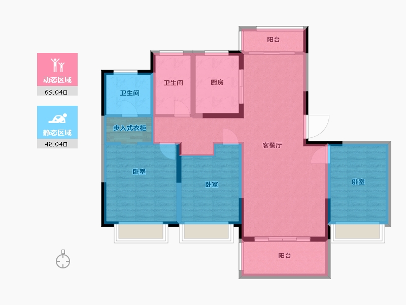 河南省-漯河市-东润翰悦府-104.87-户型库-动静分区