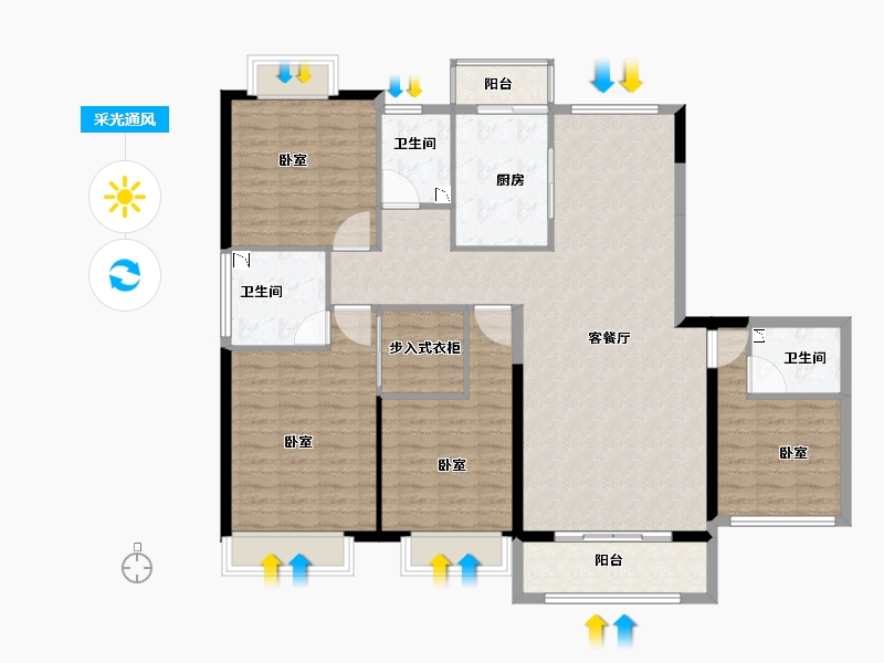 河南省-南阳市-淯水名邸-134.00-户型库-采光通风