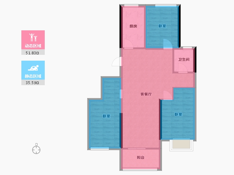 河南省-郑州市-兴港永威·和园-78.00-户型库-动静分区