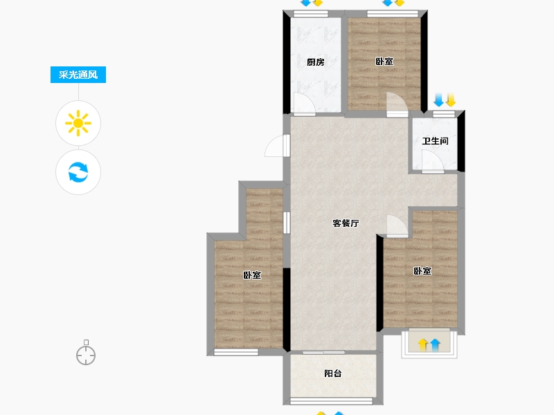 河南省-郑州市-兴港永威·和园-78.00-户型库-采光通风