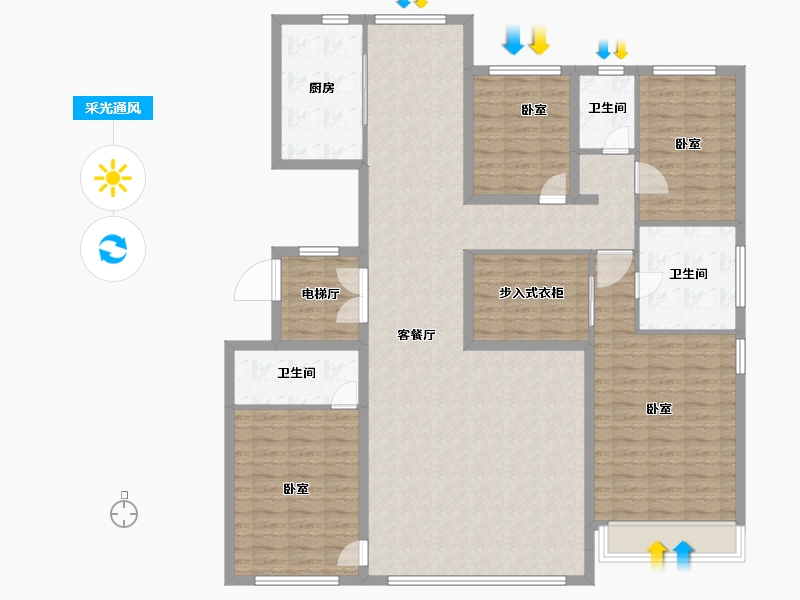 山东省-济南市-旅游路金茂府-158.00-户型库-采光通风