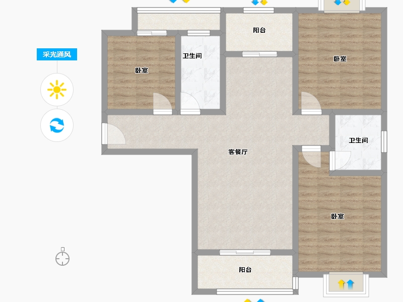 河南省-南阳市-东湖华府-102.89-户型库-采光通风