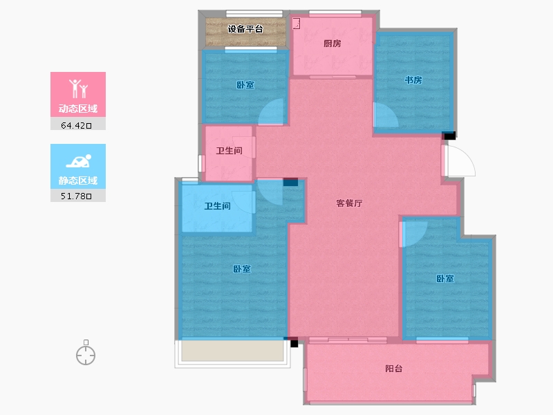 安徽省-宣城市-今创·香悦荣府-108.65-户型库-动静分区