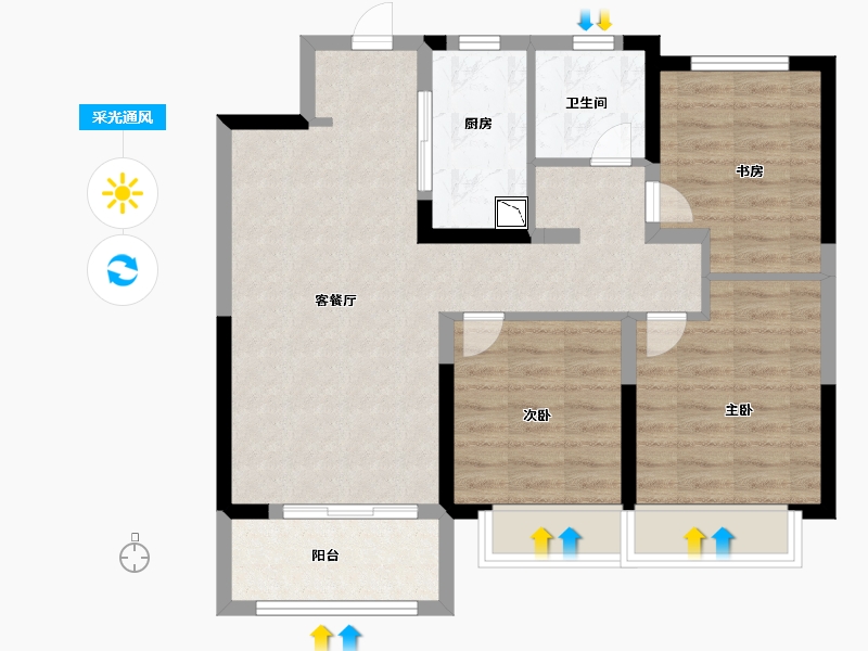 山东省-济南市-银丰玖玺城-76.00-户型库-采光通风