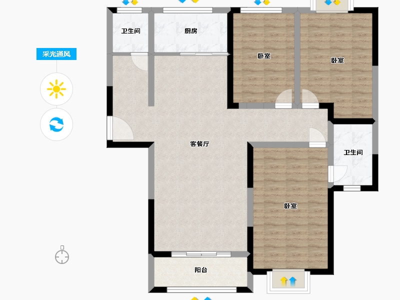 河南省-南阳市-内乡南湖湾-104.98-户型库-采光通风