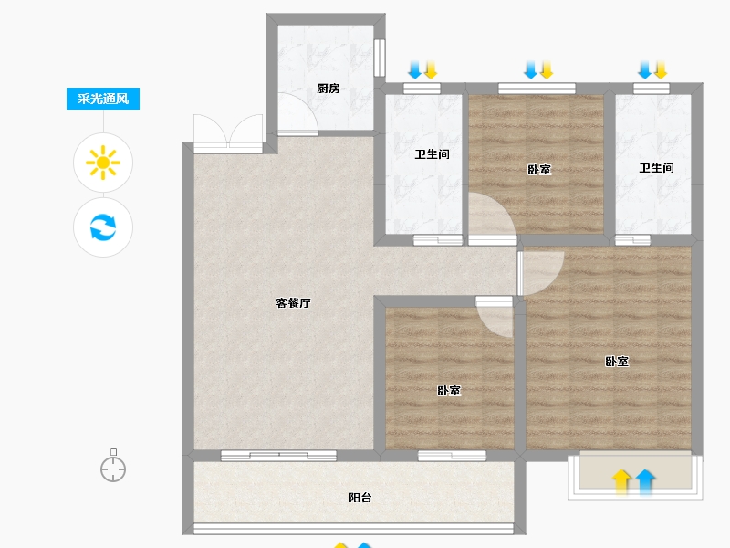 河南省-信阳市-鑫盛息州府-92.22-户型库-采光通风