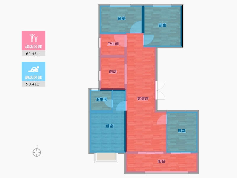 河南省-郑州市-龙居华府-108.59-户型库-动静分区