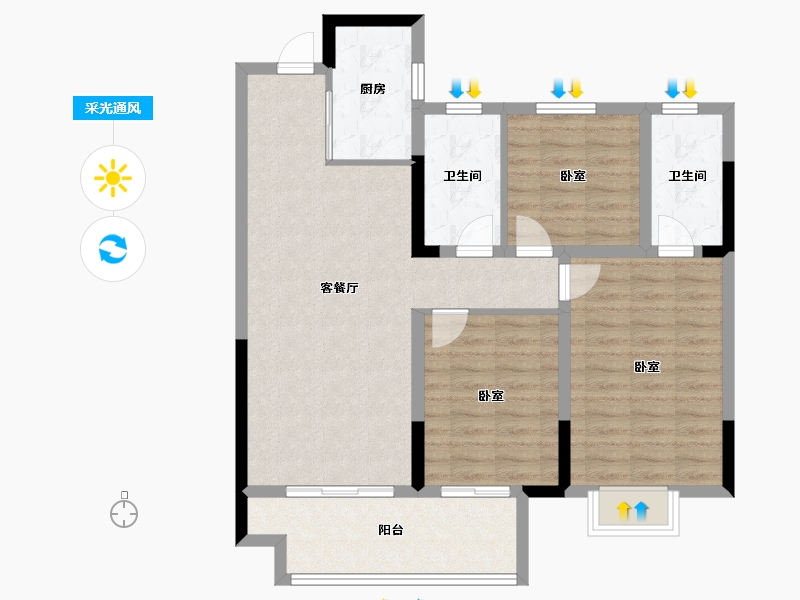 河南省-周口市-建业·滨河院子-92.01-户型库-采光通风