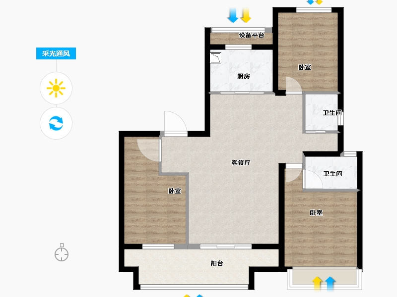 河南省-商丘市-发投上坤光和四季-96.00-户型库-采光通风