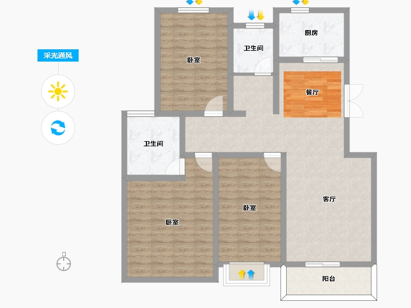 河南省-许昌市-香榭丽舍-107.70-户型库-采光通风