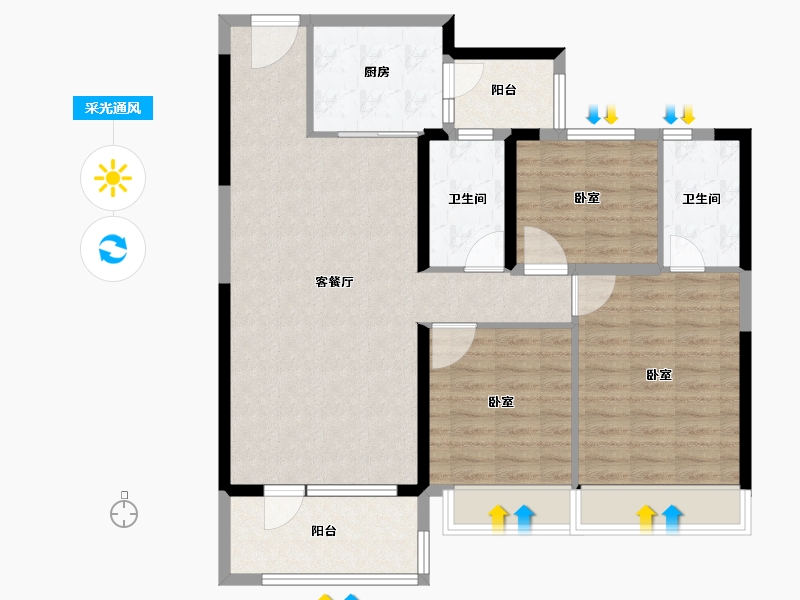 山东省-德州市-德州碧桂园天宸-98.00-户型库-采光通风