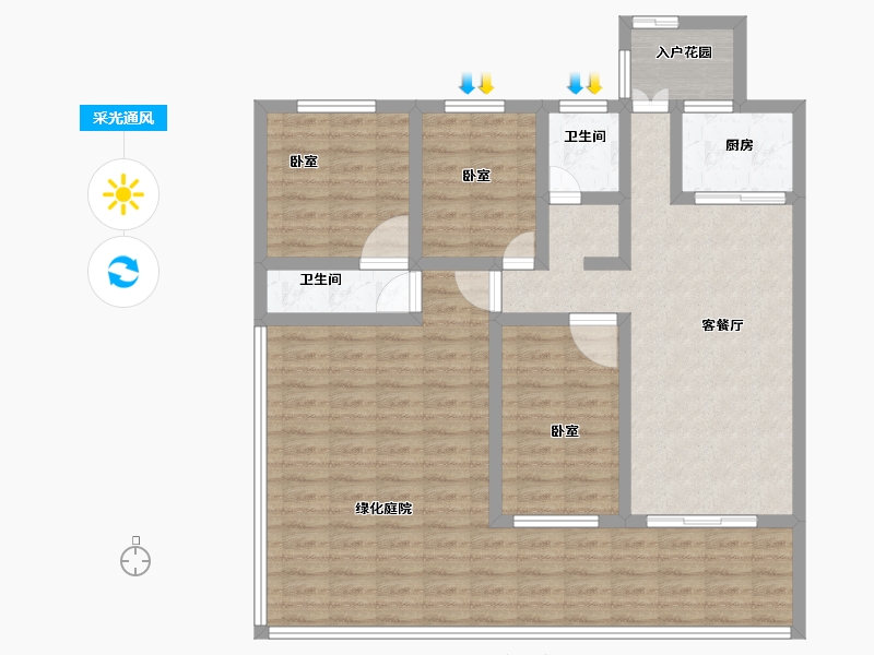 河南省-南阳市-南召壹号院-107.63-户型库-采光通风