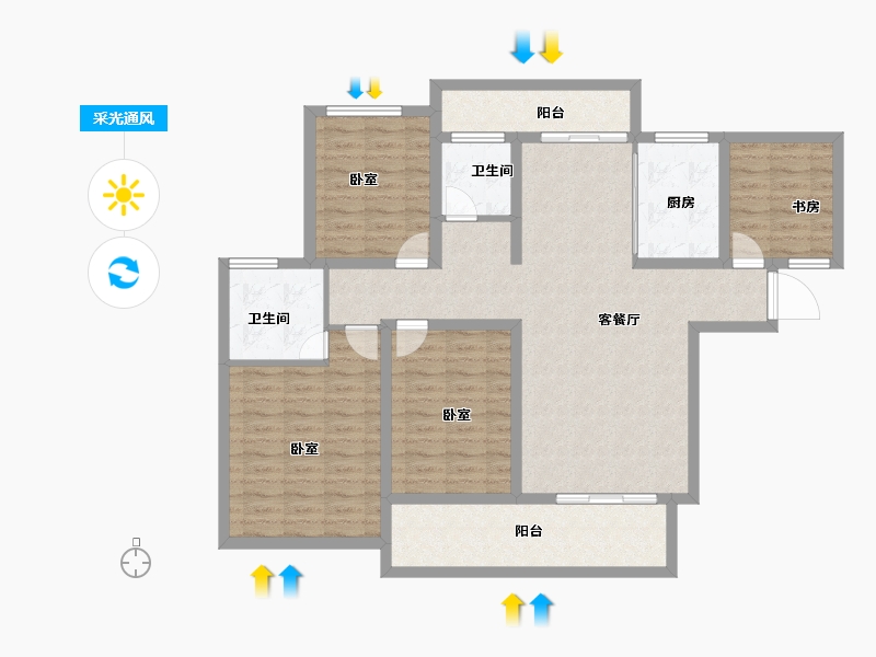 河南省-三门峡市-汉飞世界城-113.91-户型库-采光通风