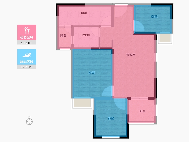 河南省-郑州市-正商兴汉花园-70.86-户型库-动静分区