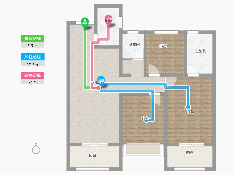 河南省-安阳市-汤阴天福广场-105.00-户型库-动静线