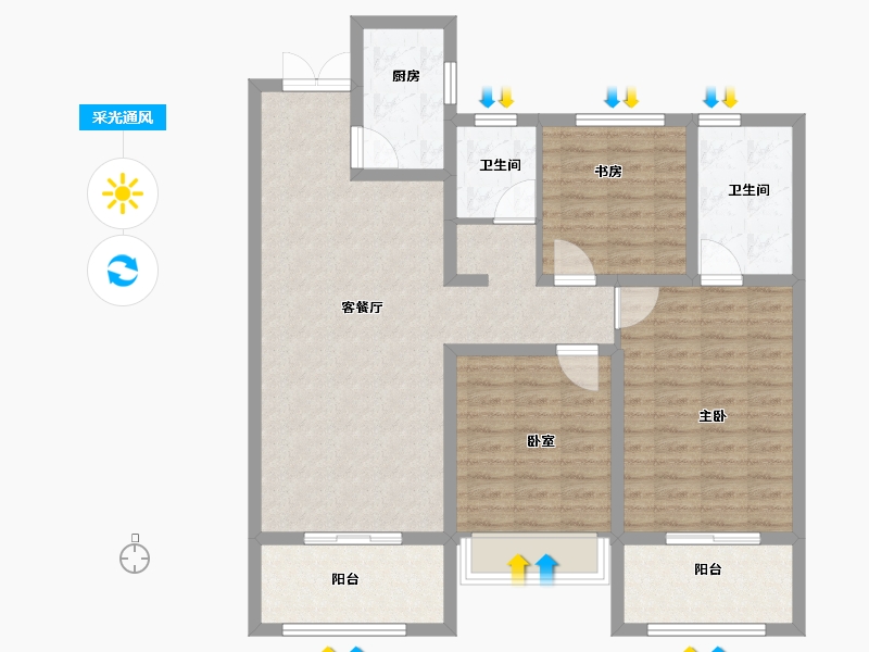 河南省-安阳市-汤阴天福广场-105.00-户型库-采光通风