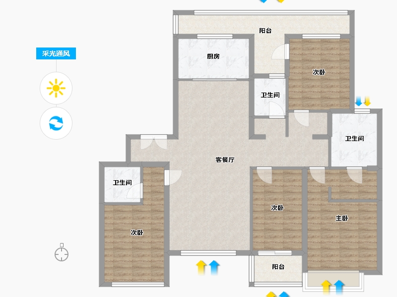 河南省-郑州市-绿城明月江南-136.36-户型库-采光通风