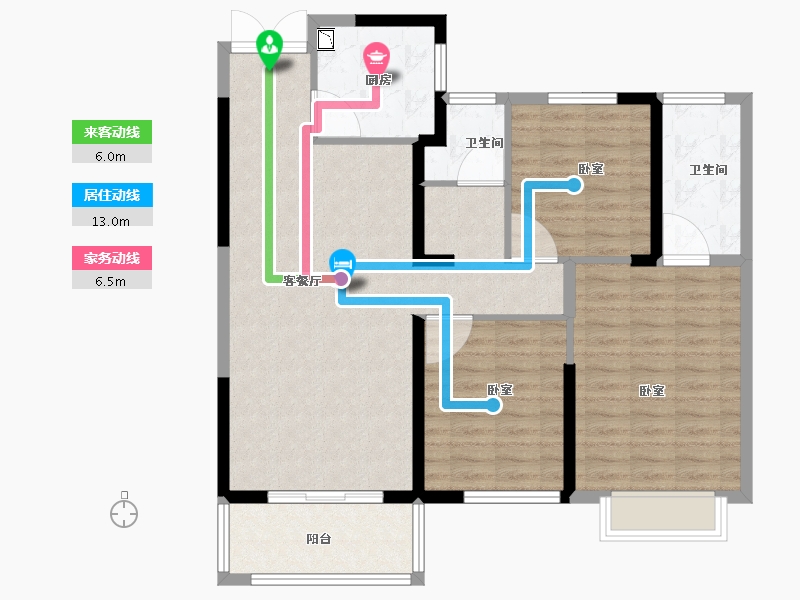 河南省-南阳市-宇信荣域花园-99.97-户型库-动静线