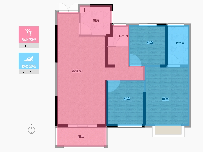 河南省-南阳市-宇信荣域花园-99.97-户型库-动静分区