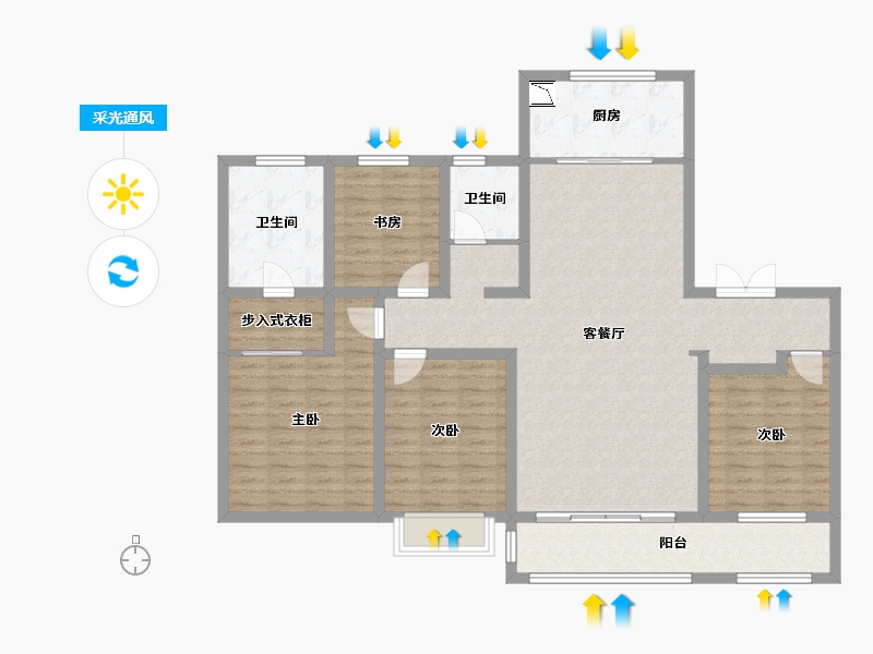 山东省-济南市-银丰玖玺城-128.37-户型库-采光通风