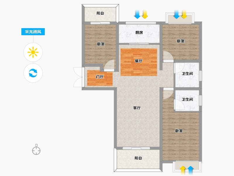 河南省-许昌市-建业春天里-111.35-户型库-采光通风