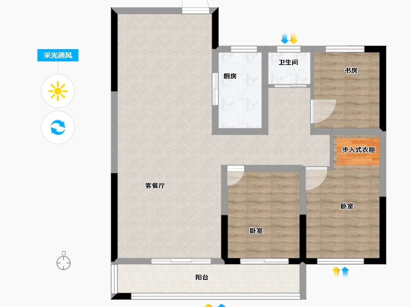 河南省-信阳市-世纪春城-94.34-户型库-采光通风