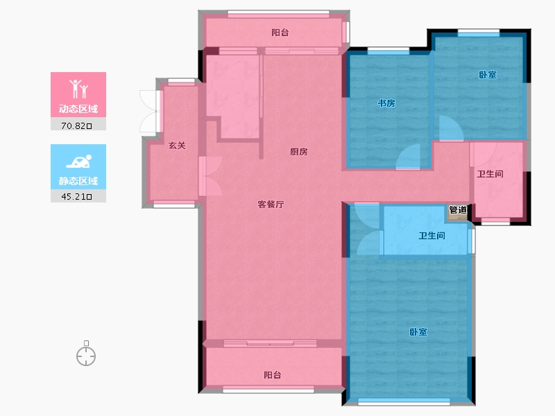 河南省-三门峡市-中航上东府-104.72-户型库-动静分区