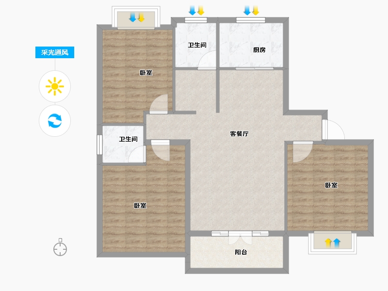 河南省-信阳市-和晟园小区-104.00-户型库-采光通风