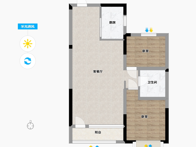 河南省-许昌市-华润紫云府-66.33-户型库-采光通风