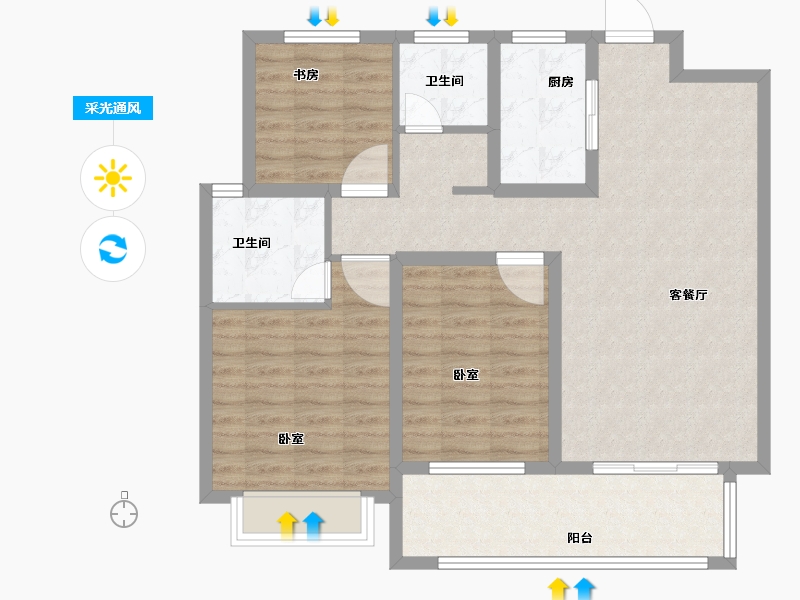 河南省-商丘市-万洋首府-92.00-户型库-采光通风