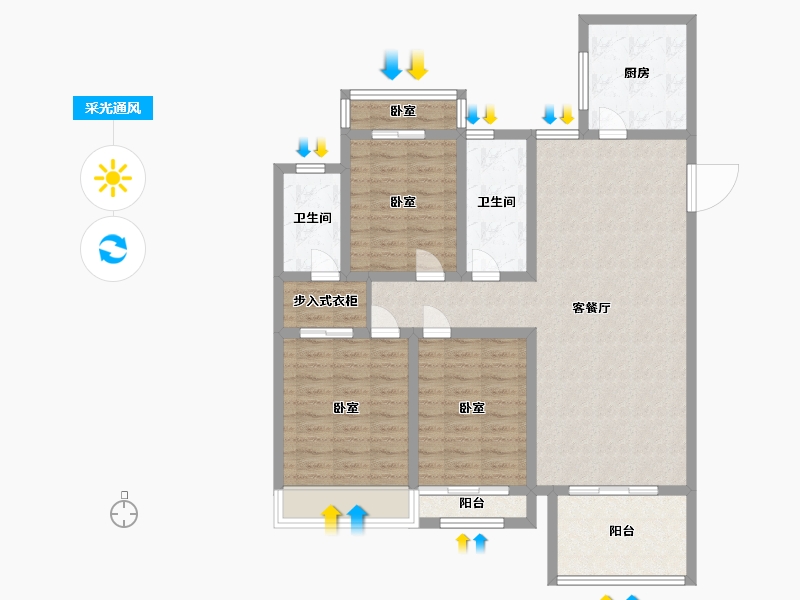 河南省-南阳市-金裕名门-104.86-户型库-采光通风