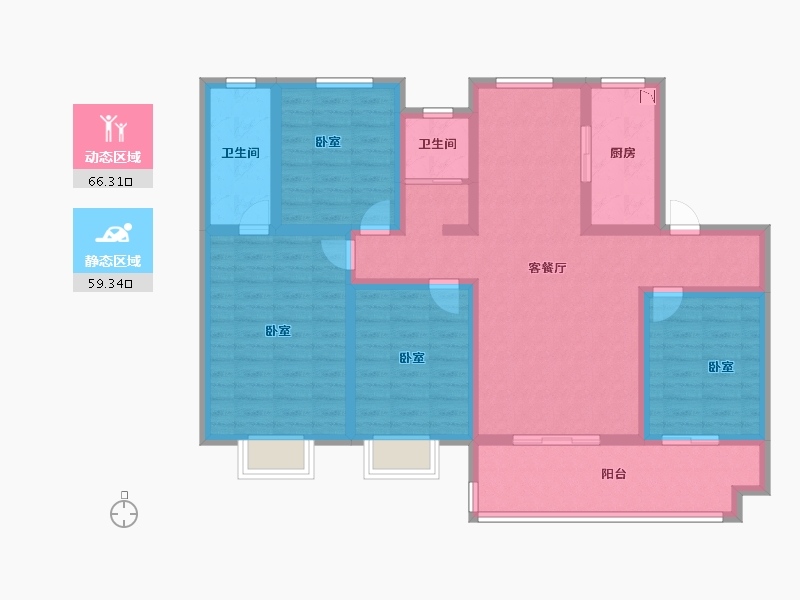 河南省-周口市-法姬娜·滨湖公园-110.94-户型库-动静分区