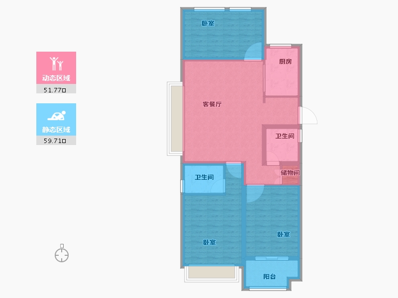 河南省-商丘市-华锦院子-100.18-户型库-动静分区