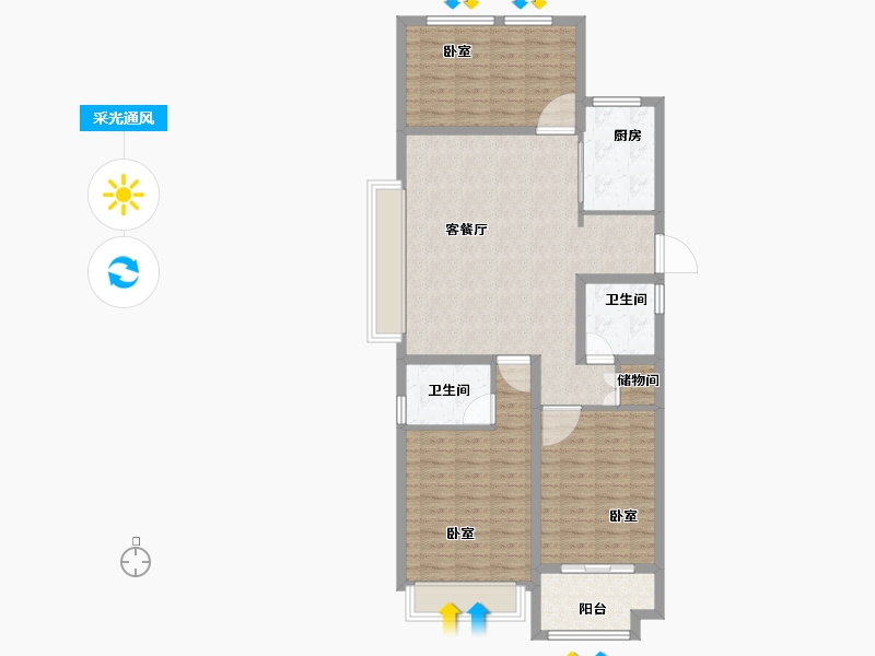 河南省-商丘市-华锦院子-100.18-户型库-采光通风