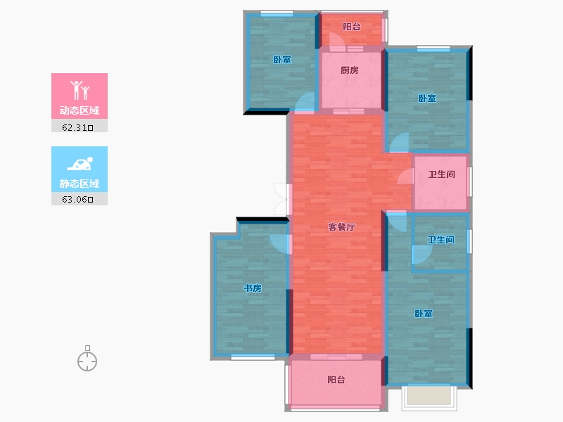 河南省-郑州市-兴港永威·和园-111.99-户型库-动静分区