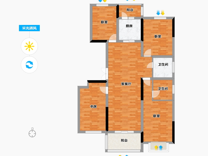 河南省-郑州市-兴港永威·和园-111.99-户型库-采光通风