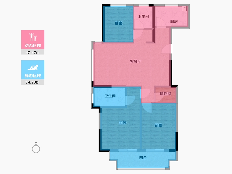 浙江省-宁波市-新东城阳光-92.00-户型库-动静分区